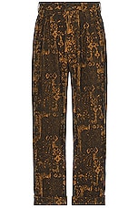 Beams Plus 2 Pleats Trouses Print in Brown, view 1, click to view large image.