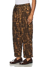 Beams Plus 2 Pleats Trouses Print in Brown, view 5, click to view large image.