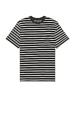 Beams Plus Multi Stripe Pocket Tee in Cool Grey, view 1, click to view large image.