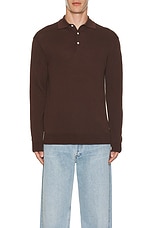 Beams Plus Knit Polo in Brown, view 3, click to view large image.