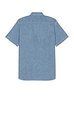 Beams Plus Chambray Short Sleeve Shirt in Sax, view 2, click to view large image.