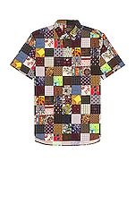 Beams Plus Short Sleeve Patchwork Shirt in Patchwork, view 1, click to view large image.