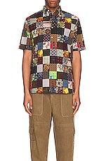 Beams Plus Short Sleeve Patchwork Shirt in Patchwork, view 3, click to view large image.