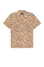 Beams Plus Open Collar Short Sleeve Shirt in Beige, view 1, click to view large image.