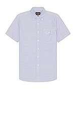 Beams Plus B.d. Short Sleeve Oxford Shirt in Sax, view 1, click to view large image.