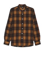 Beams Plus B.d. 30/2 Shaggy Check Shirt in Orange, view 1, click to view large image.