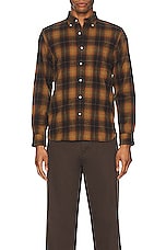 Beams Plus B.d. 30/2 Shaggy Check Shirt in Orange, view 4, click to view large image.