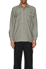 Beams Plus Work Classic Fit Houndstooth Shirt in Black, view 4, click to view large image.