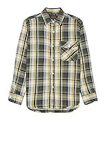 Beams Plus Guide Dobby Nel Check Shirt in Grey, view 1, click to view large image.