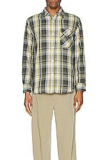 Beams Plus Guide Dobby Nel Check Shirt in Grey, view 4, click to view large image.
