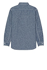 Beams Plus Work Chambray Shirt in Blue, view 2, click to view large image.