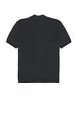 Beams Plus Zip Knit Polo Stripe in Black, view 2, click to view large image.