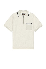 Beams Plus Half Zip Polo Light Fleece in Oatmeal, view 1, click to view large image.