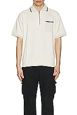 Beams Plus Half Zip Polo Light Fleece in Oatmeal, view 3, click to view large image.