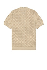 Beams Plus Zip Knit Polo Mesh in Beige, view 2, click to view large image.