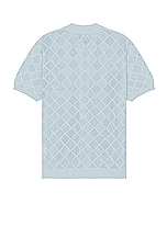 Beams Plus Zip Knit Polo Mesh in Sax, view 2, click to view large image.