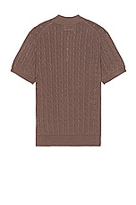 Beams Plus Knit Polo Cable in Brown, view 2, click to view large image.