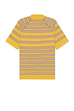Beams Plus Half Zip Knit Polo Jacquard in Yellow, view 2, click to view large image.