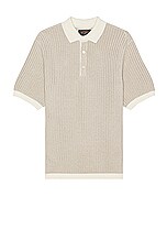 Beams Plus Knit Polo Washi 2 Tone in Off White, view 1, click to view large image.