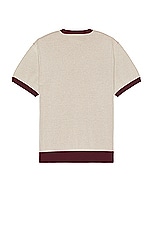 Beams Plus Knit Tee Jacquard in Burgundy, view 2, click to view large image.