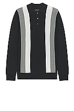 Beams Plus Knit Polo Gradation Stripe in Black, view 1, click to view large image.