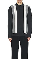 Beams Plus Knit Polo Gradation Stripe in Black, view 3, click to view large image.