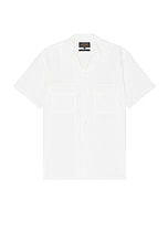 Beams Plus Open Collar Short Sleeve Peruvian Pima in White, view 1, click to view large image.