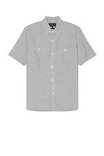 Beams Plus Work Short Sleeve Linen in Stripe, view 1, click to view large image.