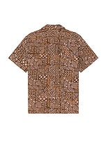 Beams Plus Open Collar Batik Print in Brown, view 2, click to view large image.
