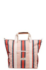 business & pleasure co. Cooler Tote Bag in Bistro Dusty Pink Stripe, view 1, click to view large image.