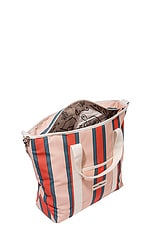 business & pleasure co. Cooler Tote Bag in Bistro Dusty Pink Stripe, view 4, click to view large image.