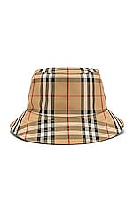 Burberry Heavy Cotton Check Bucket Hat in Archive Beige, view 1, click to view large image.