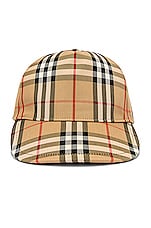 Burberry Heavy Cotton Check Trucker Cap in Archive Beige, view 1, click to view large image.