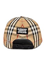 Burberry Heavy Cotton Check Trucker Cap in Archive Beige, view 4, click to view large image.