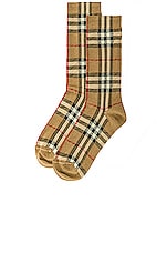 Burberry Socks in Archive Beige, view 2, click to view large image.