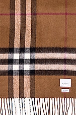 Burberry Giant Check Cashmere Scarf in Birch Brown, view 3, click to view large image.