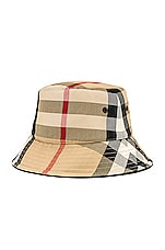 Burberry Check Bucket Hat in Archive Beige, view 2, click to view large image.
