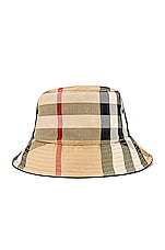Burberry Check Bucket Hat in Archive Beige, view 4, click to view large image.