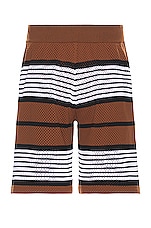 Burberry Triple Striped Short in Dark Birch Brown, view 2, click to view large image.