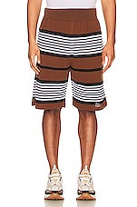 Burberry Triple Striped Short in Dark Birch Brown, view 3, click to view large image.