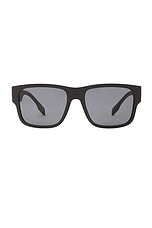Burberry Square Knight Sunglasses in Matte Black, view 1, click to view large image.