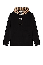 Burberry Contrast Check Hoodie in Black, view 1, click to view large image.