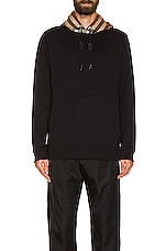 Burberry Contrast Check Hoodie in Black, view 3, click to view large image.
