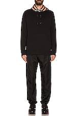 Burberry Contrast Check Hoodie in Black, view 4, click to view large image.