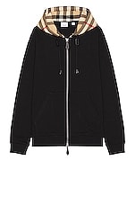 Burberry Samuel Zip Hoodie in Black, view 1, click to view large image.