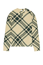 Burberry Check Pattern Cardigan Jacket in Flax Ip Check, view 1, click to view large image.