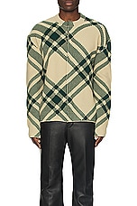 Burberry Check Pattern Cardigan Jacket in Flax Ip Check, view 3, click to view large image.