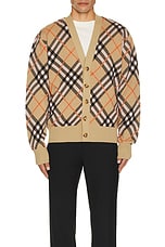 Burberry IP Check Cardigan in Sand Ip Check, view 3, click to view large image.