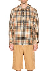 Burberry Stretton Reversible Jacket in Archive Beige IP Check, view 3, click to view large image.