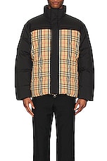 Burberry Oakmere Puffer Jacket in Archive Beige Ip Chk, view 6, click to view large image.